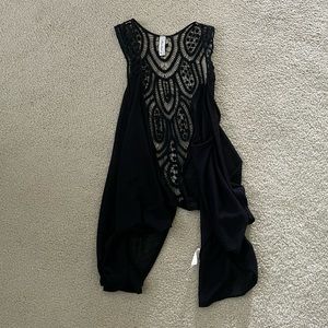 Black high low vest with lace backs size large